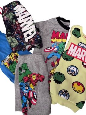 Marvel Kids Bundle Set - Size 6 - Shorts, Swim, sweatshirt